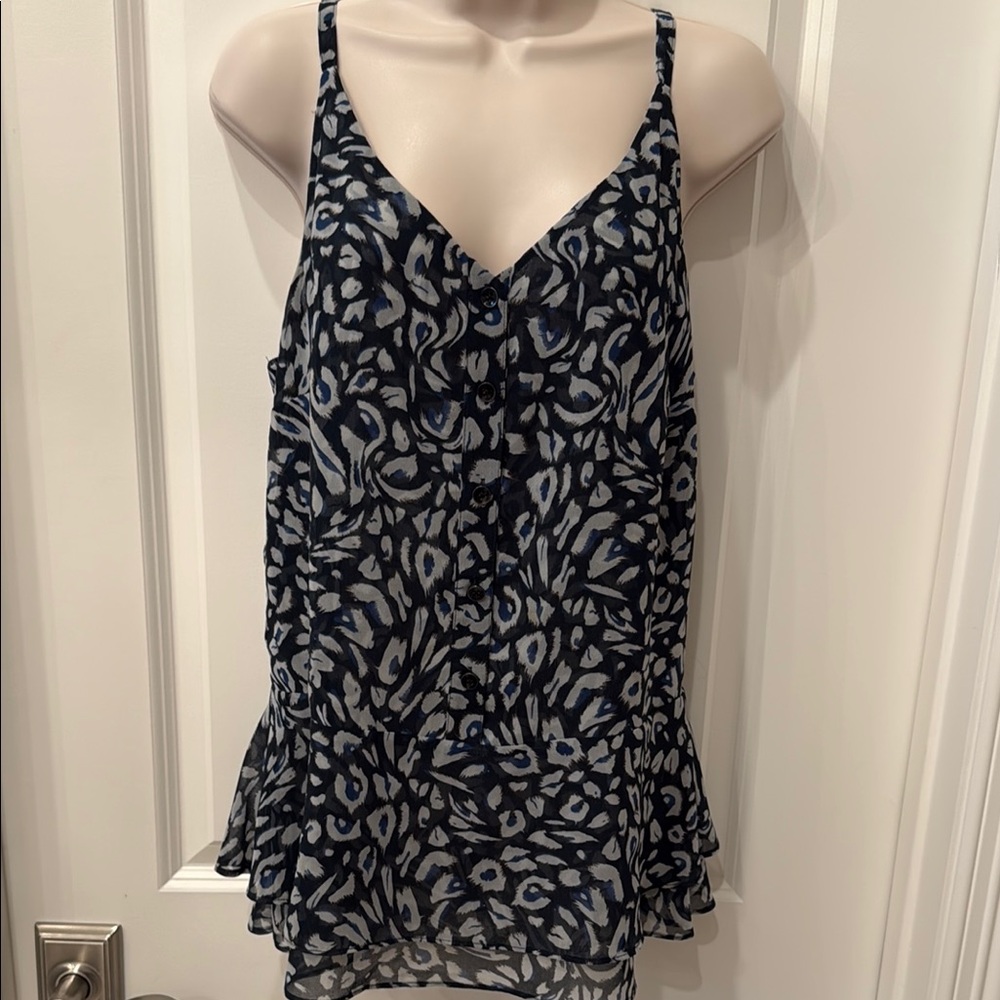 CAbi Black and Gray Asymmetrical Peplum Camisole